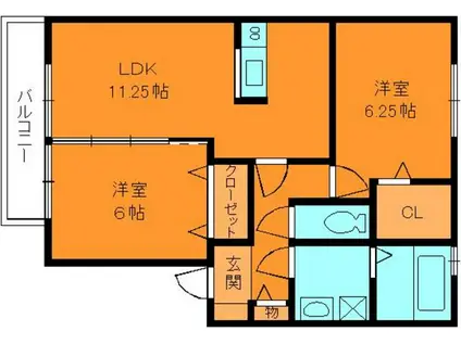 シャンテ高山台A・B(2LDK/2階)の間取り写真