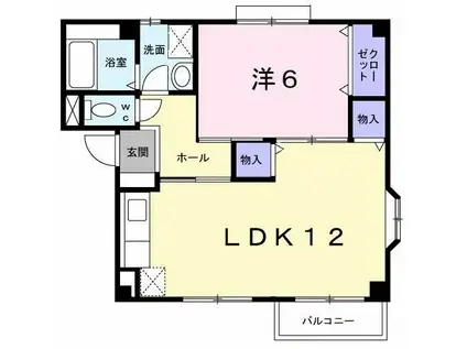 ヴェルドミール野田III(1LDK/1階)の間取り写真