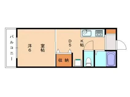 ディアス大神(1DK/2階)の間取り写真