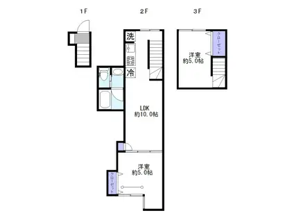 ベルベデーレ池上(2LDK/2階)の間取り写真