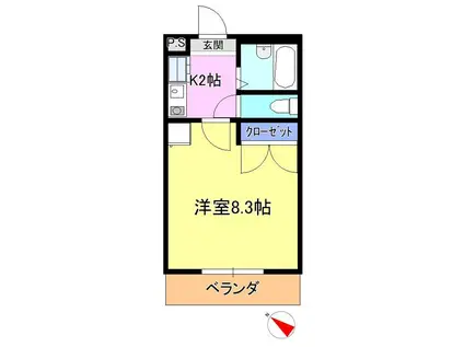 LANDヒカリ(1K/2階)の間取り写真