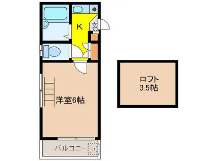 ムライハイツ(1K/2階)の間取り写真