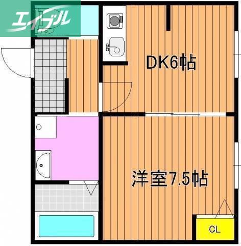 磨屋町きく井ビル(1DK/3階)の間取り写真