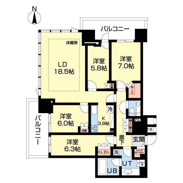 ONE札幌ステーションタワー(4LDK/43階)の間取り写真