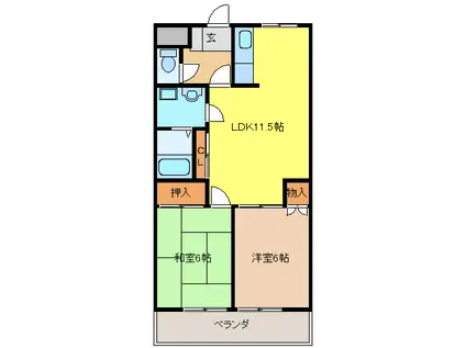 レジデンス花水木(2LDK/2階)の間取り写真