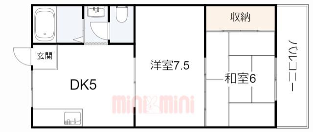 石上マンション(2DK/4階)の間取り写真