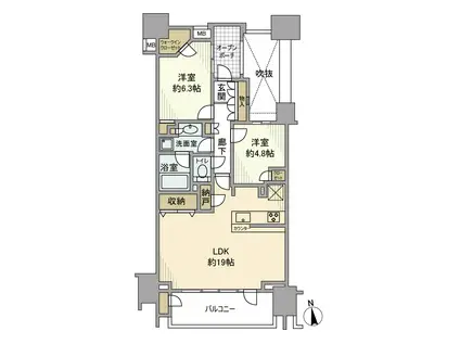 プラウド神楽坂(3LDK/3階)の間取り写真