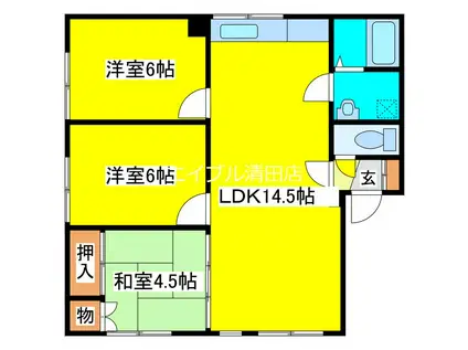 北栄ハイツC(3LDK/3階)の間取り写真