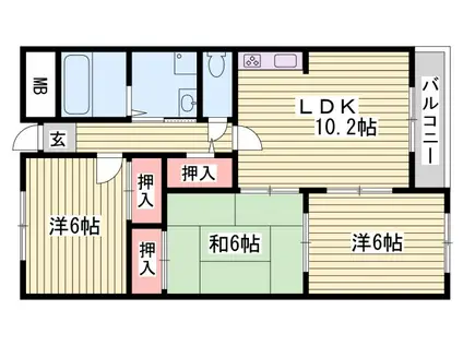 ブエナビスタ高砂(3LDK/6階)の間取り写真