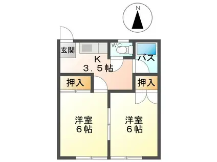 蒼久保サンルートマンション(2K/2階)の間取り写真