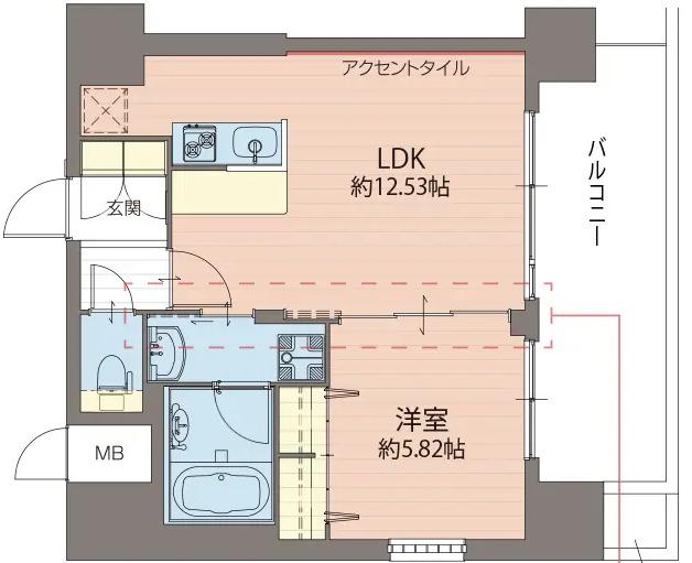 プレジオ難波ウエスト(1LDK/12階)の間取り写真
