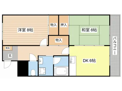 コーポ城山台(2DK/1階)の間取り写真