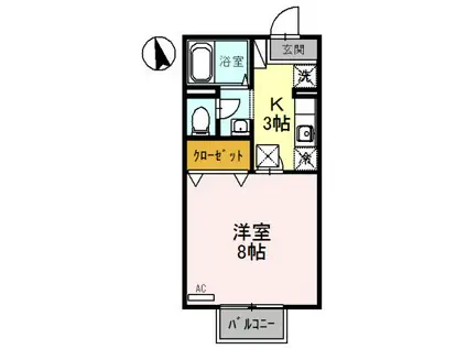 ロイヤルシャトー神中(1K/1階)の間取り写真