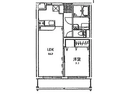 ユーミー奥田(1LDK/2階)の間取り写真