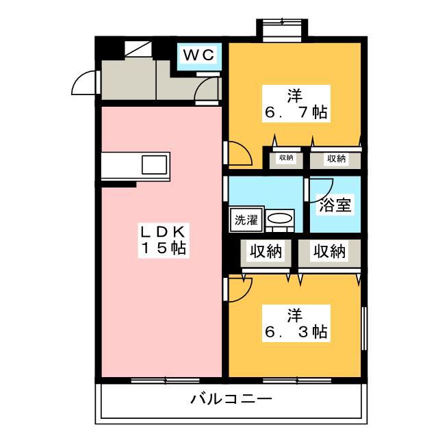 オラシオン新川(2LDK/1階)の間取り写真