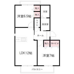 シャンテミヤ(2LDK/2階)の間取り写真
