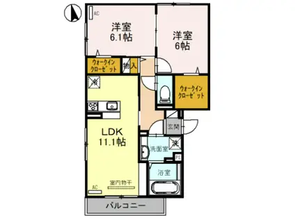 フォレスト フィールドII(2LDK/2階)の間取り写真