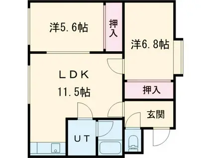 シーダSパレス(2LDK/2階)の間取り写真