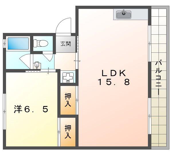 第一林マンション(1LDK/3階)の間取り写真