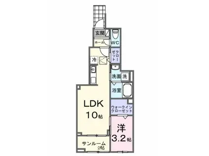 サニープレイス 古町(1LDK/1階)の間取り写真