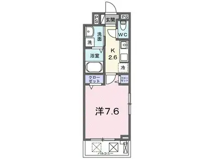 BOSCATO P(1K/2階)の間取り写真