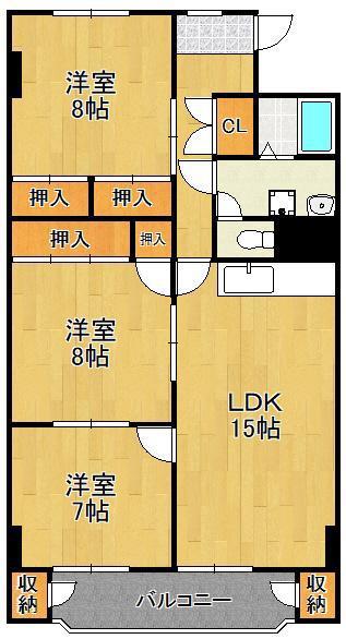 チュリス小倉 813号(3LDK/8階)の間取り写真