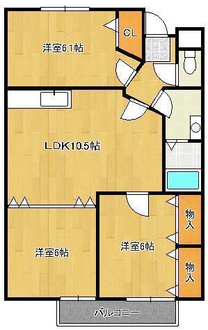 ボヌール守恒II(3LDK/2階)の間取り写真