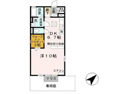 メイプルコート佐土(1DK/1階)の間取り写真