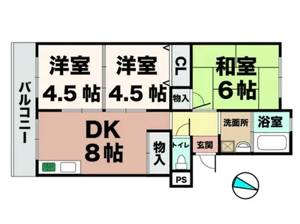 美善ハイツ(3DK/2階)の間取り写真