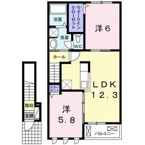 つきの詩II(2LDK/2階)の間取り写真