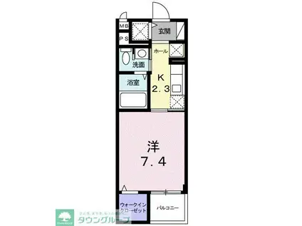 ヒルズ小平(1K/1階)の間取り写真