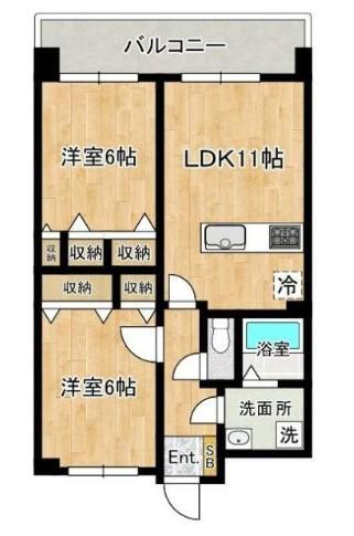 K.S若葉台(2LDK/4階)の間取り写真