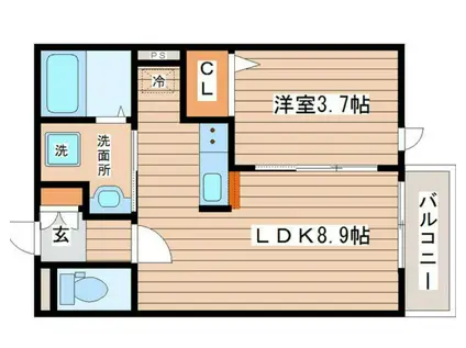ウェルシャトー旭ヶ丘2番館(1LDK/2階)の間取り写真