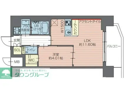 プレジオ川口ASIAN(1LDK/3階)の間取り写真