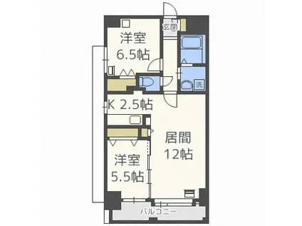 ラディア近代美術館前(2LDK/6階)の間取り写真