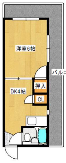 長谷川ビル(1DK/2階)の間取り写真