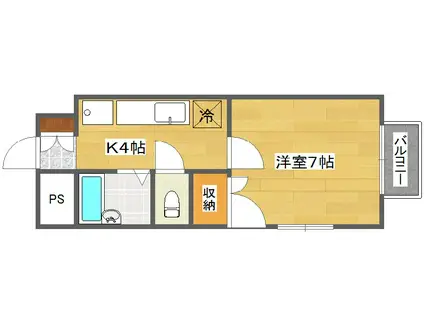 グレースカトウ(1K/4階)の間取り写真