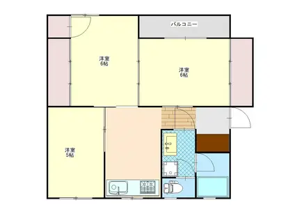 上毛YSハイツA棟(3DK/2階)の間取り写真