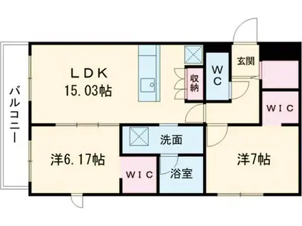ピオネロ恵庭IV(2LDK/2階)の間取り写真