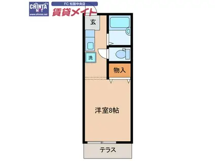 フローラルI(ワンルーム/1階)の間取り写真