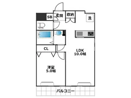 下馬ヒルス(1LDK/2階)の間取り写真
