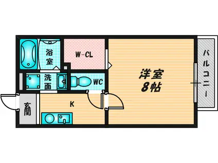 ミラーハイツIII(1K/2階)の間取り写真