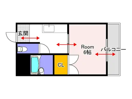 あるふぁII(1K/3階)の間取り写真