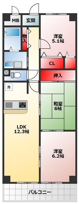 エスポワール21(3LDK/3階)の間取り写真