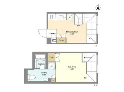 ガーデンレジデンス恵比寿(1DK/B1階)の間取り写真