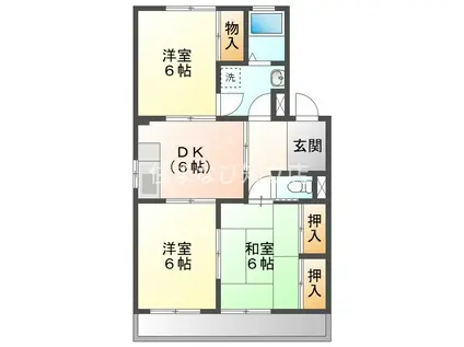 ハイツ高根(3DK/3階)の間取り写真