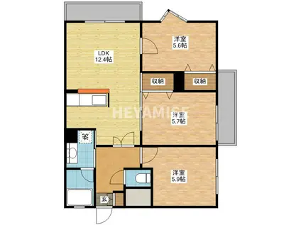 A-FLAT(3LDK/1階)の間取り写真