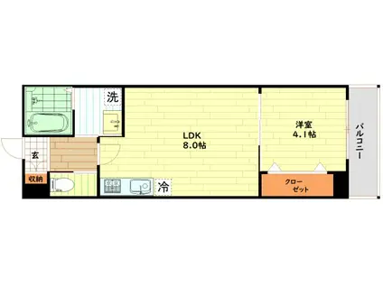 H-MAISON御幣島III(1LDK/1階)の間取り写真