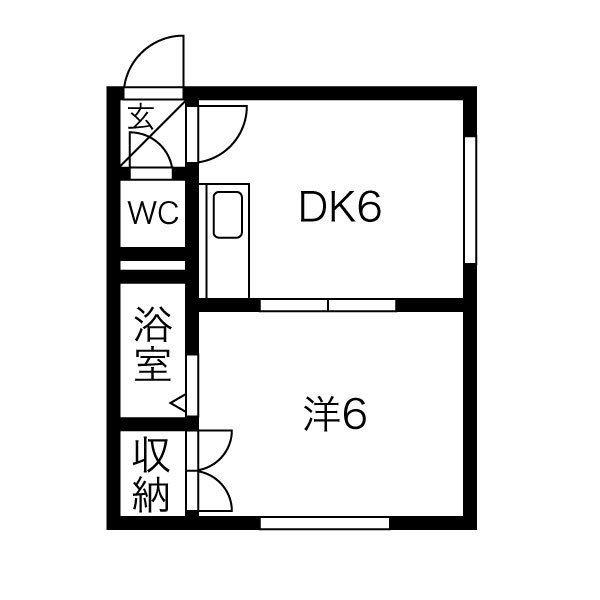 プログレスビル(1DK/2階)の間取り写真