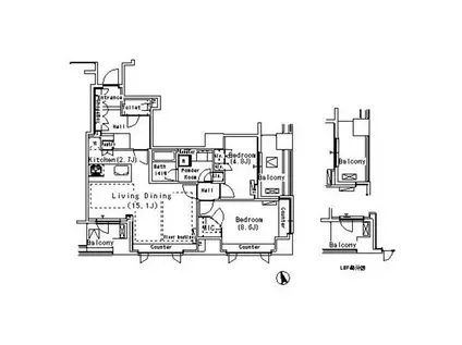 パークアクシス代官山(2LDK/6階)の間取り写真
